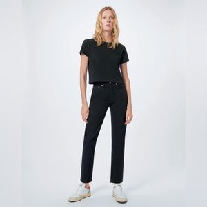 Re/ Done 70s High-Rise Stove Pipe Jeans in Jet Black